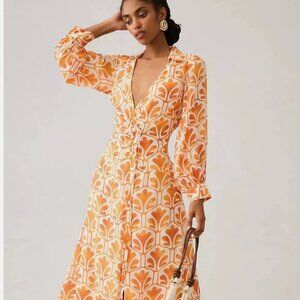 Anthropologie Maeve Printed Wrap Midi Dress